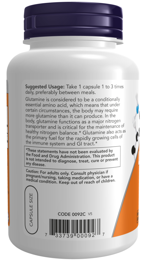 Now Capsulas de L-Glutamina 500 mg - 120 Caps