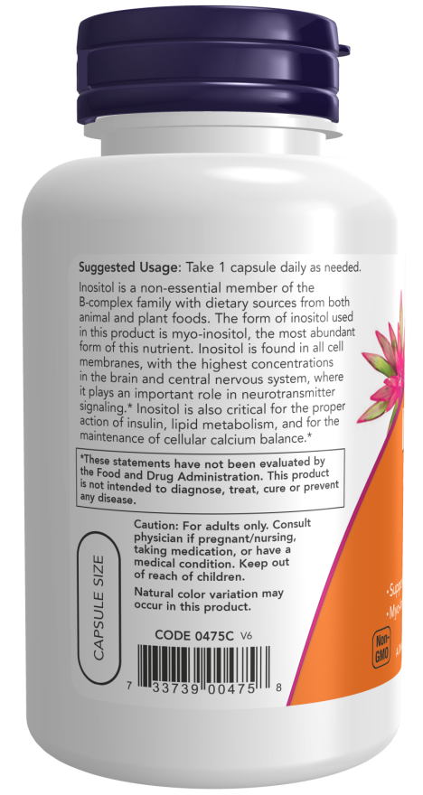 Now Foods Suplemento de Inositol 500mg, 100 cápsulas