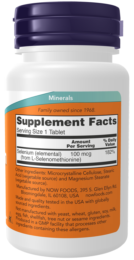 Now Tabletas de Selenio 100mcg 100 pz