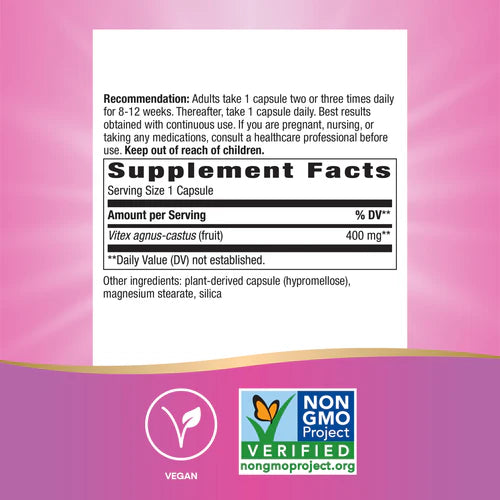 Nature's Way Suplemento de Fruta Vitex 400 mg, 100 cápsulas