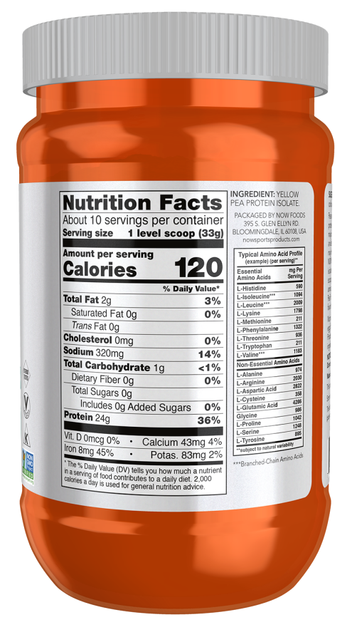 Now Suplemento de Proteina de chicharo, 2 lbs (907 g) sin sabor