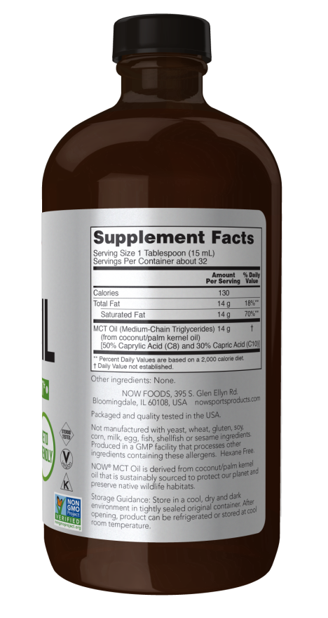 Now Suplemento de Aceite MCT 16 fl oz (473ml)
