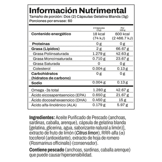 Nordic Naturals Ultimate Omega, 1280 mg de Omega, 120 cápsulas sabor limón para 2 meses
