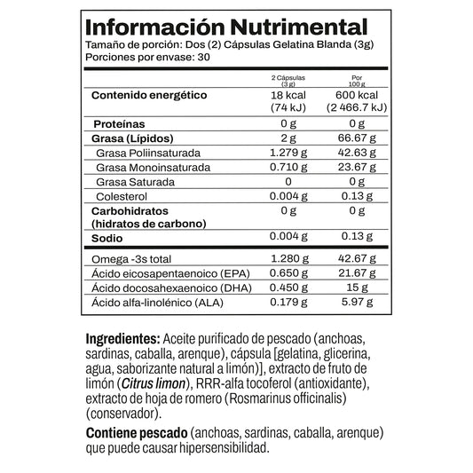 Nordic Naturals Ultimate Omega, 1280 mg de Omega, 60 cápsulas sabor limón para 1 mes