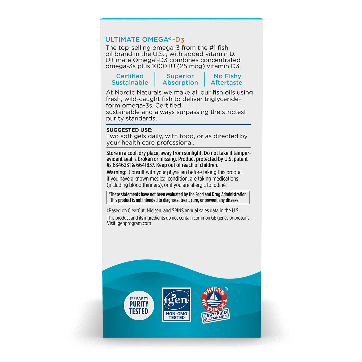 Nordic Naturals Ultimate Omega D3, 1280 mg de Omega + 1000 IU de vitamina D3, 120 cápsulas sabor limón para 2 meses