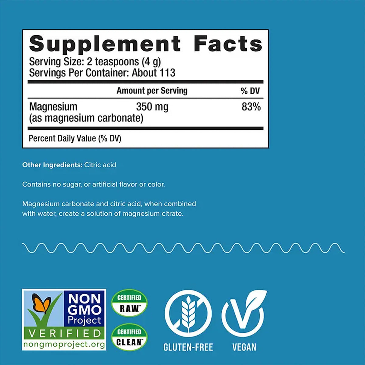 Natural Vitality CALM Suplemento Citrato de Magnesio, 16 oz (453g) sin sabor