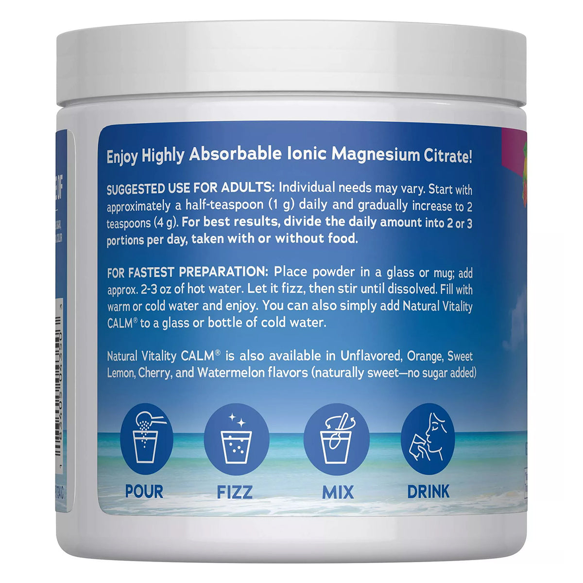 Natural Vitality CALM Suplemento de Citrato Magnesio, 8 oz (227g) sabor frambuesa - limón