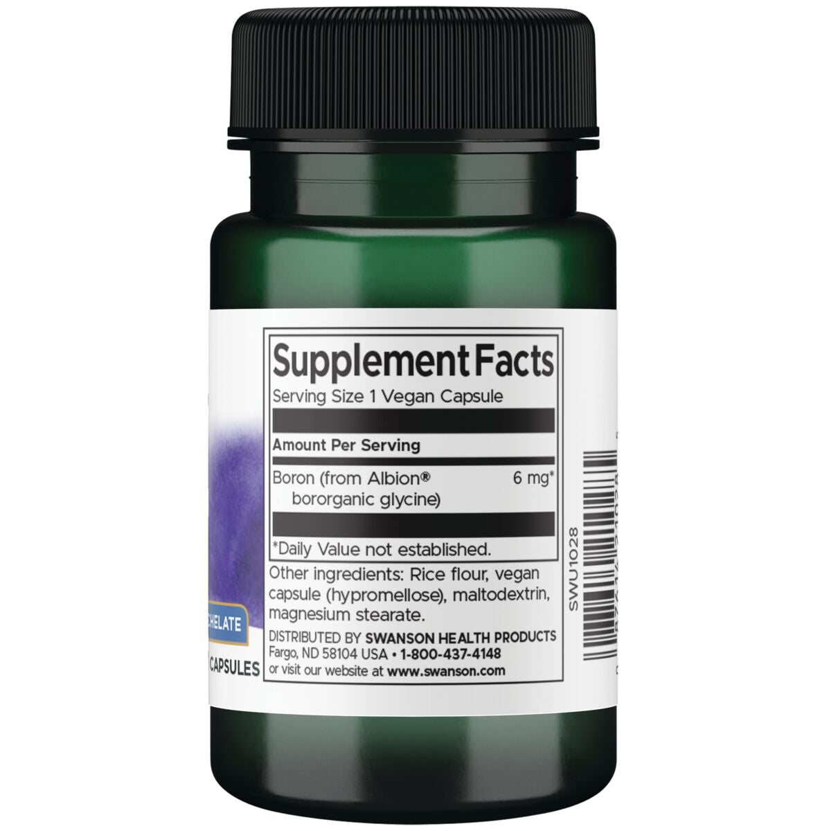 Swanson Suplemento de Albión Boro Glicina Bororgánica, 6mg por cápsula, 60 cápsulas para 2 meses