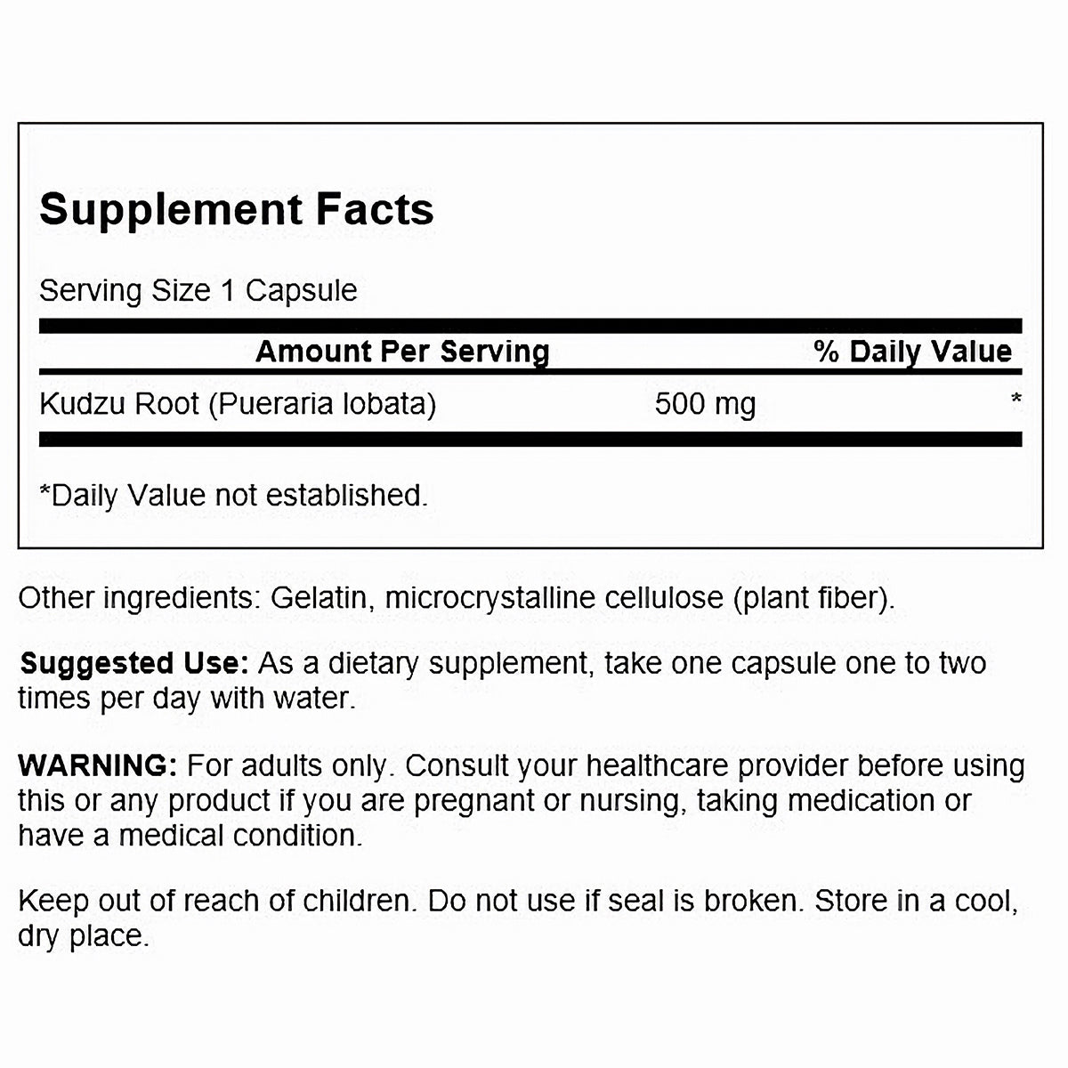 Swanson Suplemento de Raíz de Kudzu, 500 mg por cápsula, 60 Cápsulas para 2 meses
