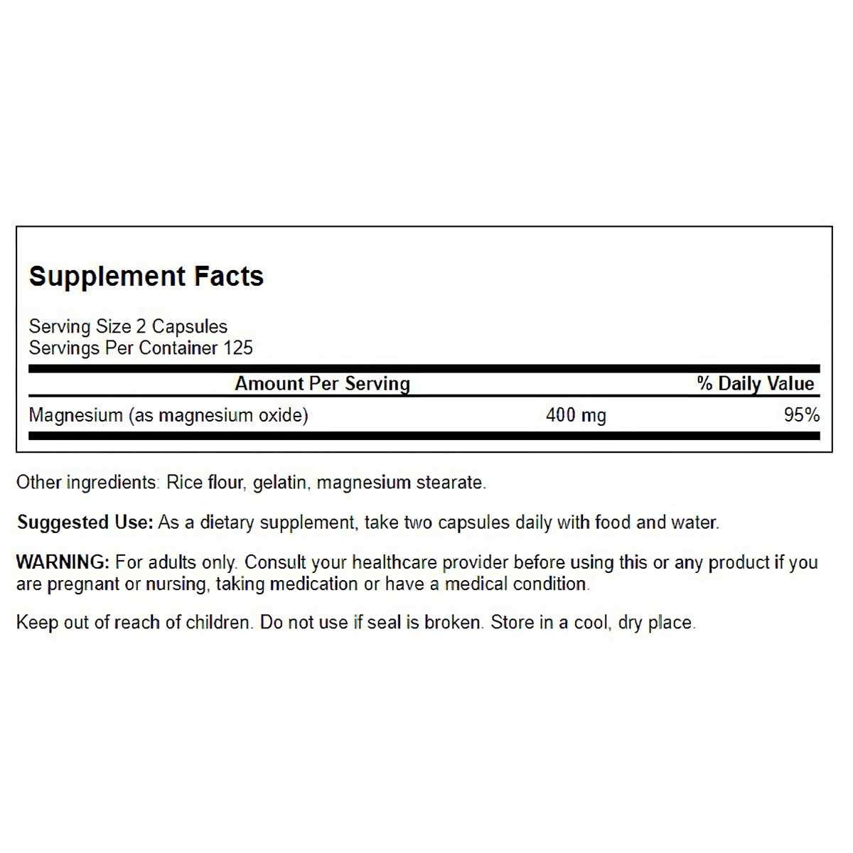 Swanson Suplemento de Magnesio 200 Mg, 250 Cápsulas