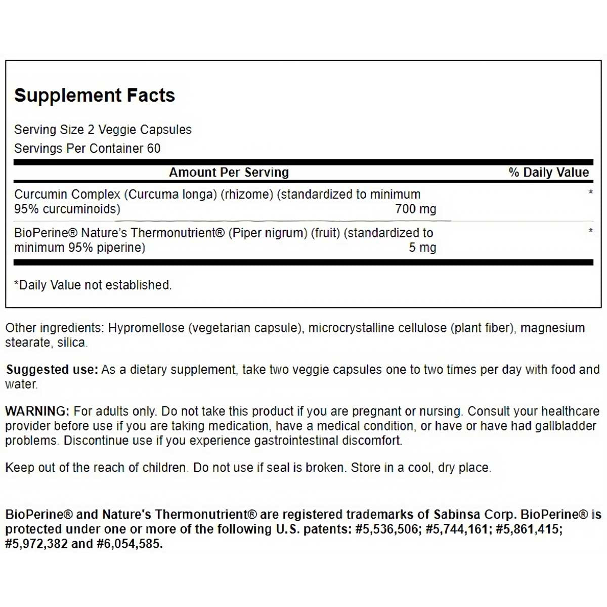 Swanson Complejo de curcumina - Estandarizado con BioPerine, 120 cápsulas para 2 meses
