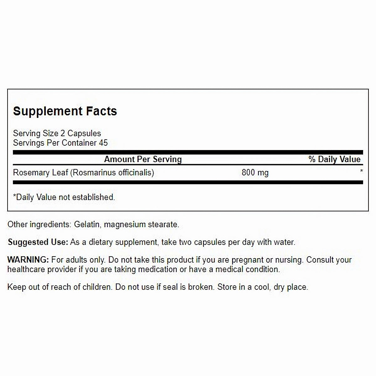 Swanson Suplemento De Romero, 400 mg por cápsula, 90 Cápsulas