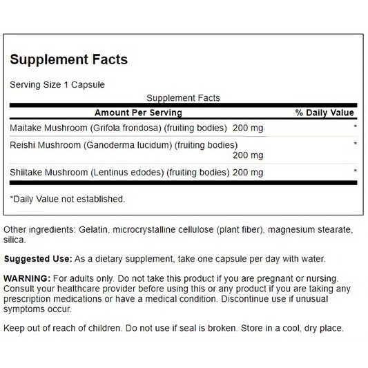 Swanson Complejo de tres hongos Full Spectrum, 60 cápsulas para 2 meses