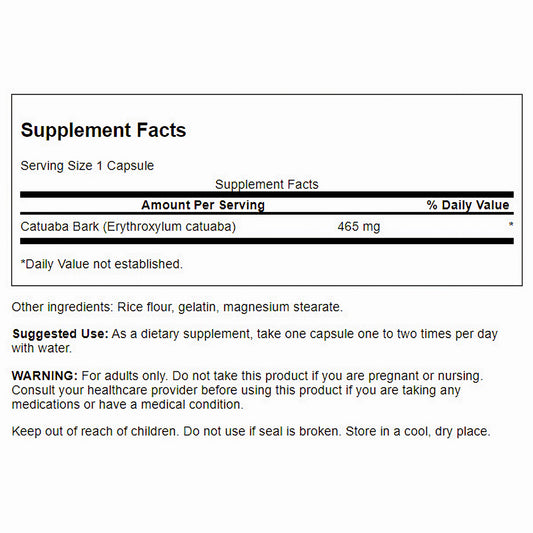 Swanson Suplemento de Corteza de Catuaba 465mg, 60 cápsulas