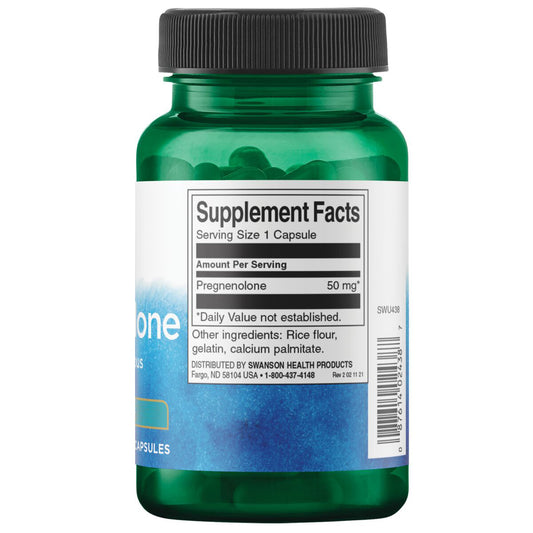 Swanson Suplemento de Pregnenolona Super Strength, 50 Mg por cápsula, 60 cápsulas para 2 meses