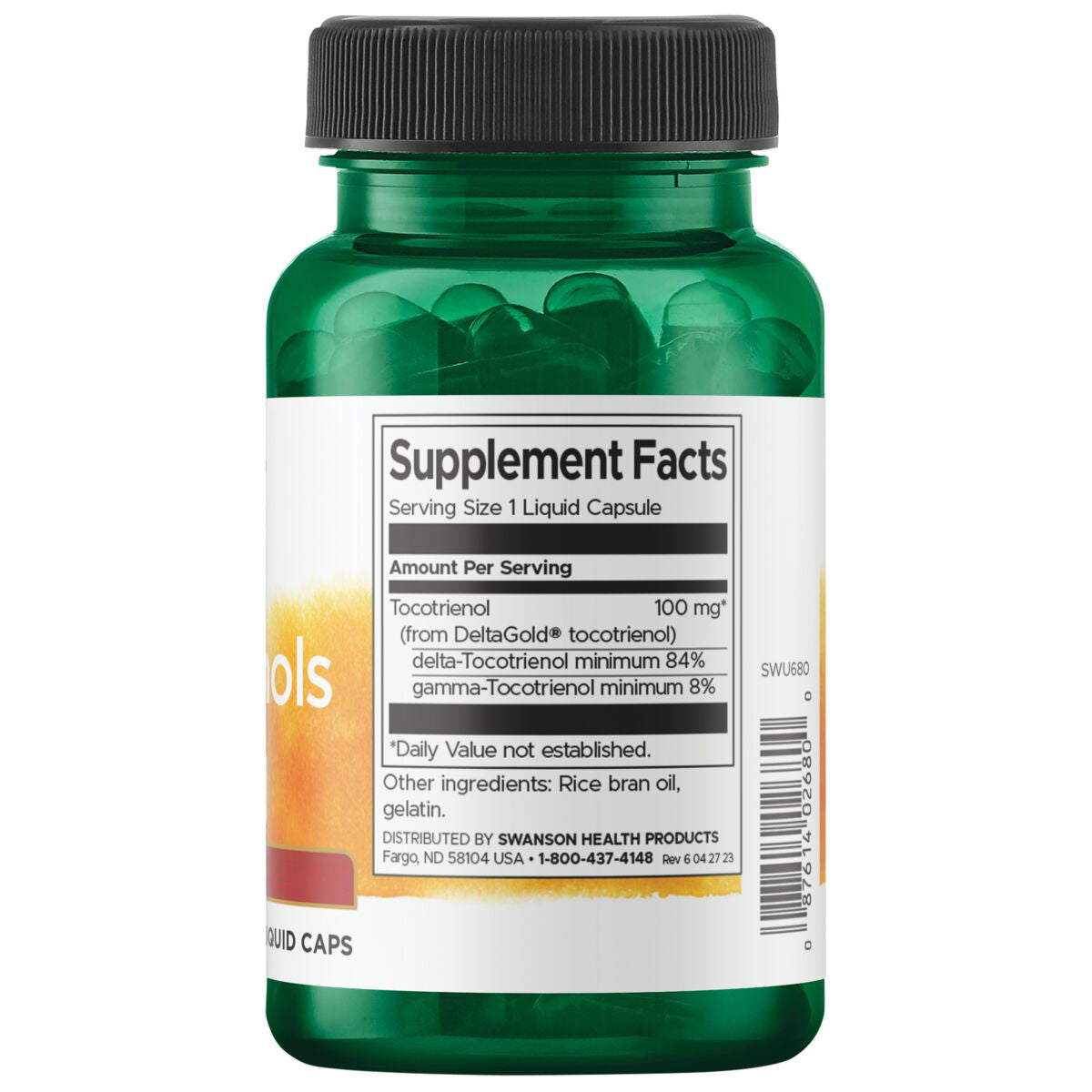 Swanson Suplemento de Tocotrienoles - Doble Fuerza, 100 Mg por cápsula, 60 cápsulas para 2 meses