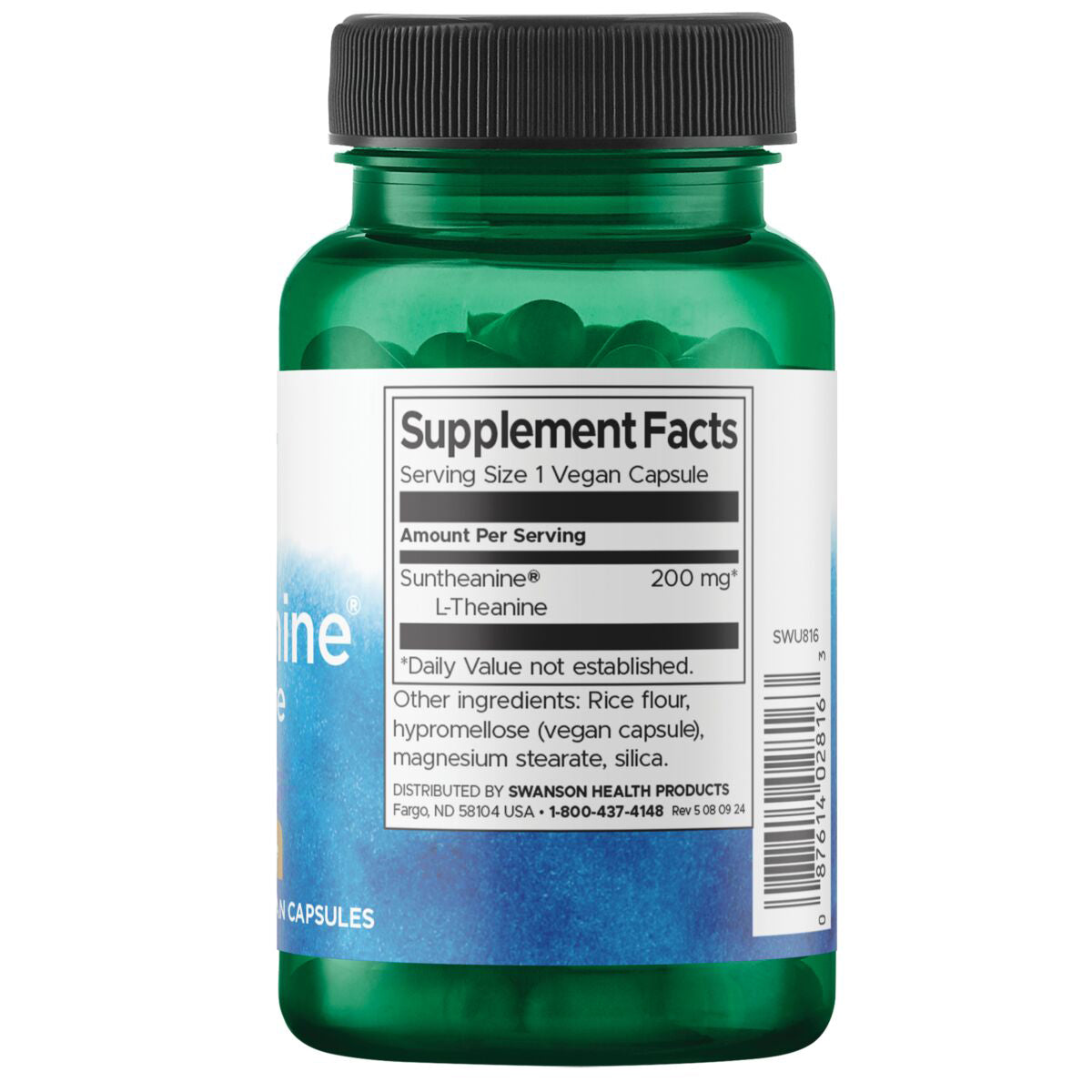 Swanson Suplemento de Suntheanine L-teanina, 200 mg por cápsula, 60 cápsulas para 2 meses