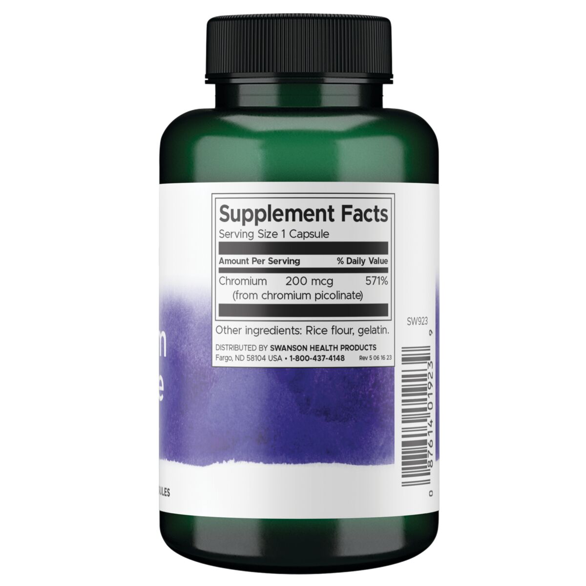 Swanson Suplemento Picolinato De Cromo, 200 mcg por cápsula, 200 cápsulas para 7 meses