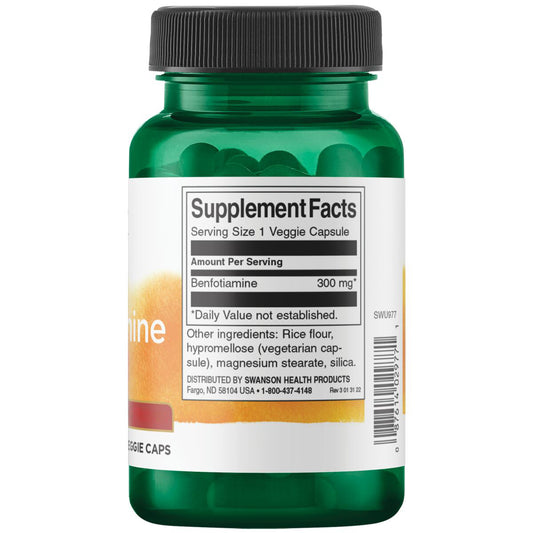 Swanson Suplemento de Benfotiamina - Máxima Fuerza, 300 mg por cápsula, 60 cápsulas para 2 meses