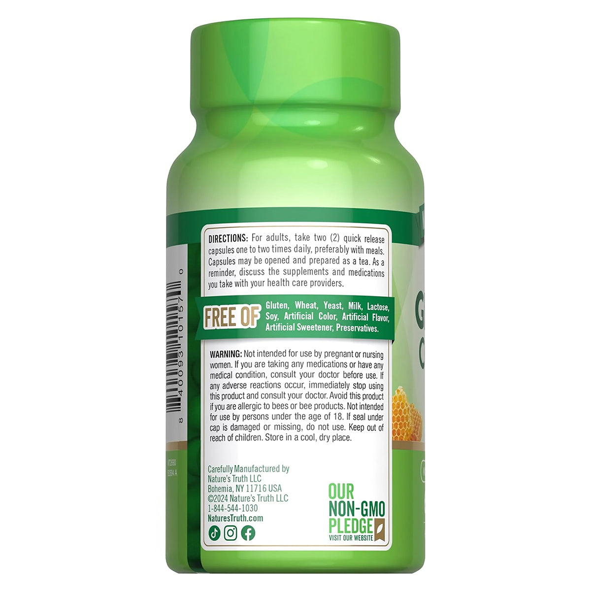 Nature's Truth Suplemento Complejo Super Ginseng con Jalea Real, 60 cápsulas para 1 mes