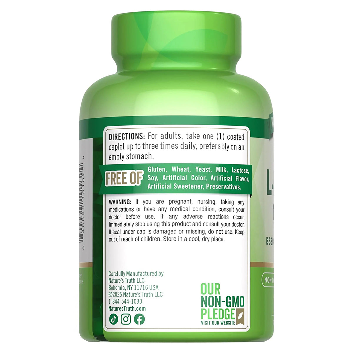 Nature´s Truth Suplemento de L-Lisina 1000 mg, 100 tabletas para 3 meses