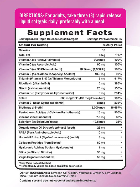 Nature's Truth Suplemento para Cabello, piel y uñas con biotina 5000 mcg, 165 cápsulas