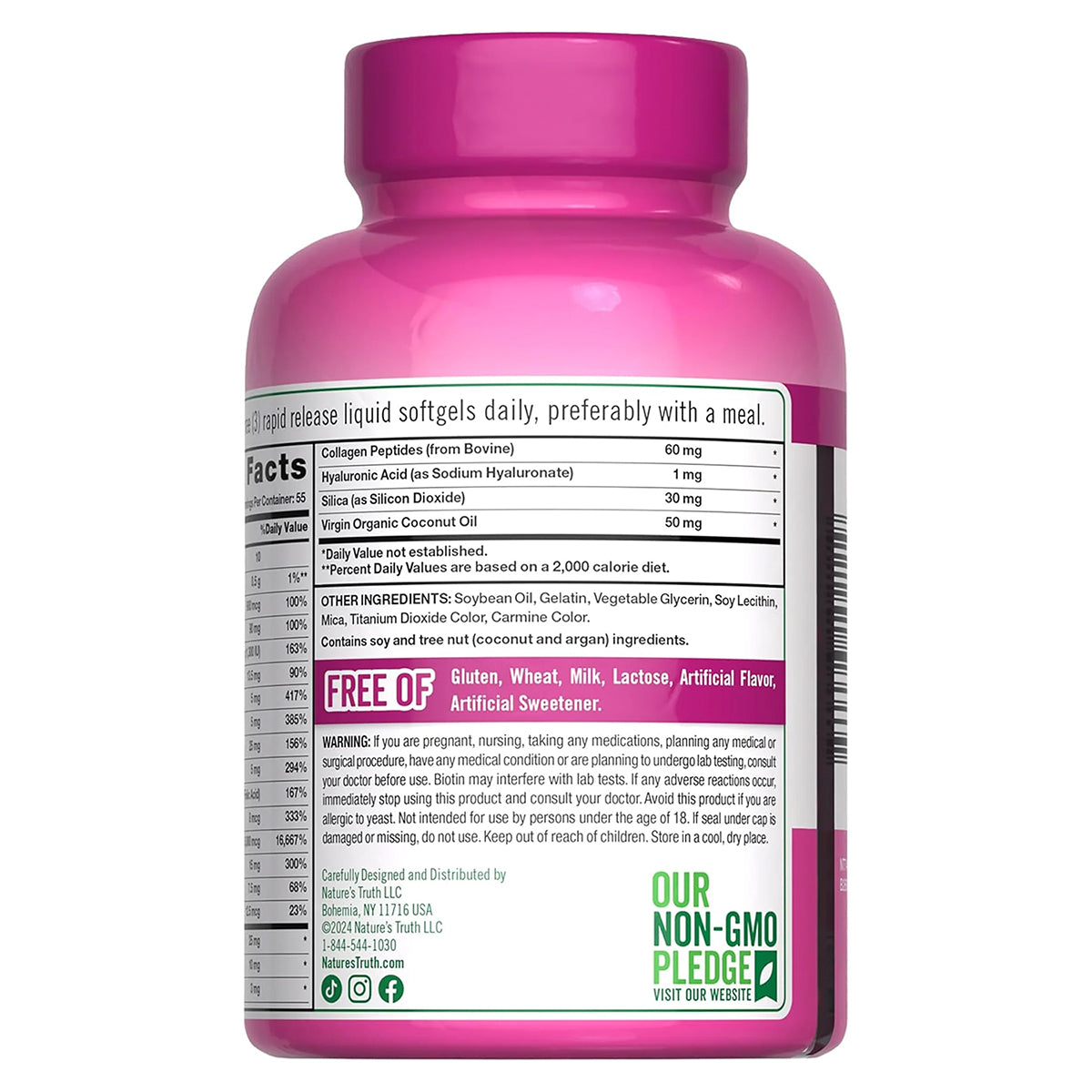 Nature's Truth Suplemento para Cabello, piel y uñas con biotina 5000 mcg, 165 cápsulas