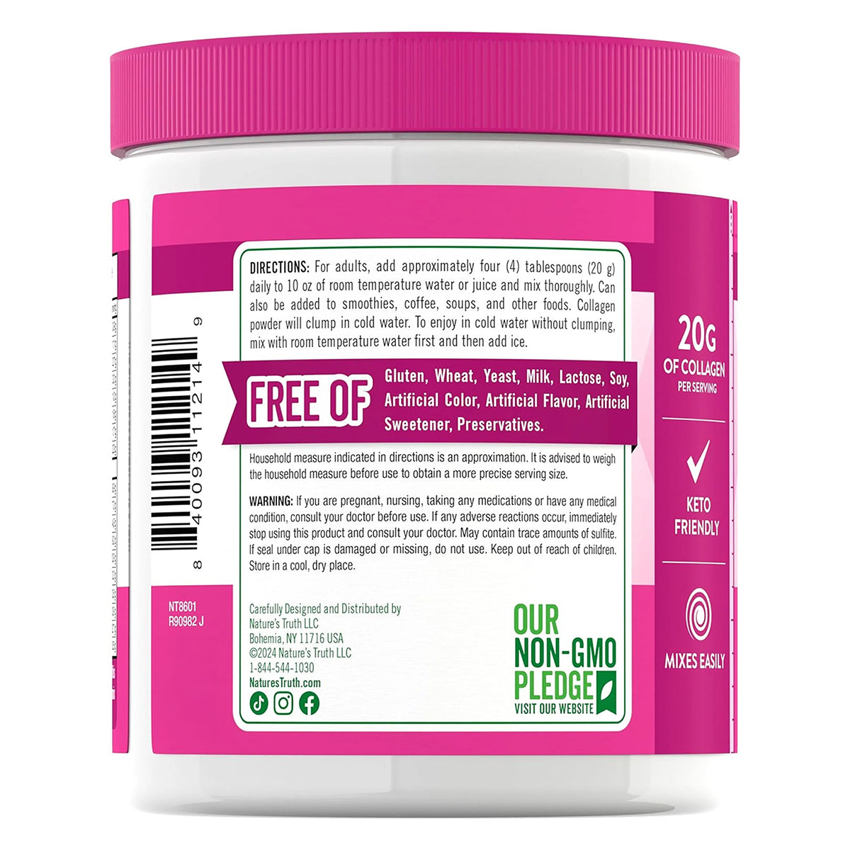 Nature's Truth Suplemento de Colágeno en polvo tipo 1 y 3, 7oz