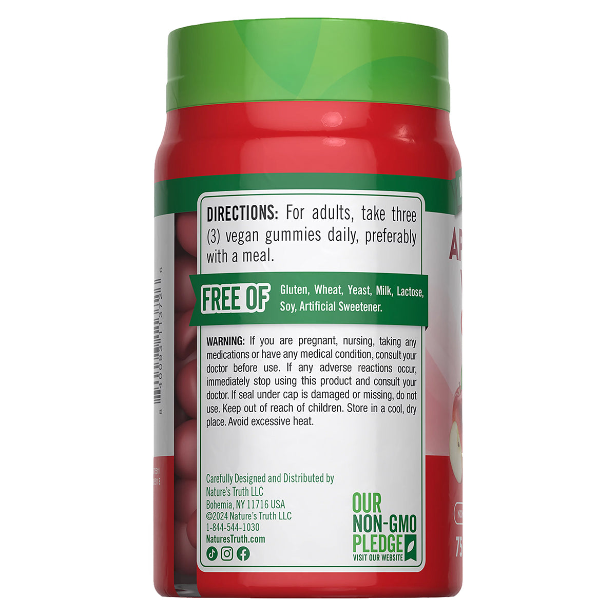 Nature's Truth Suplemento Vinagre de sidra de manzana, 75 gomitas