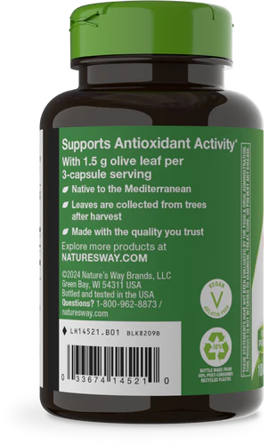 Nature's Way Suplemento Hoja de olivo 1500 mg, 100 cápsulas