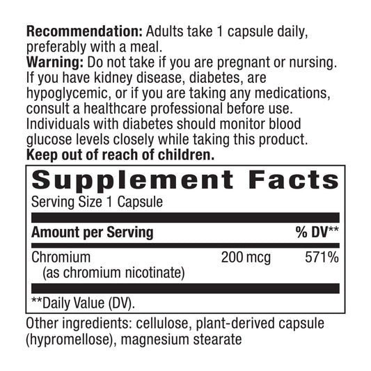 Nature's Way Suplemento de GTF Cromo 200 mg, 100 cápsulas