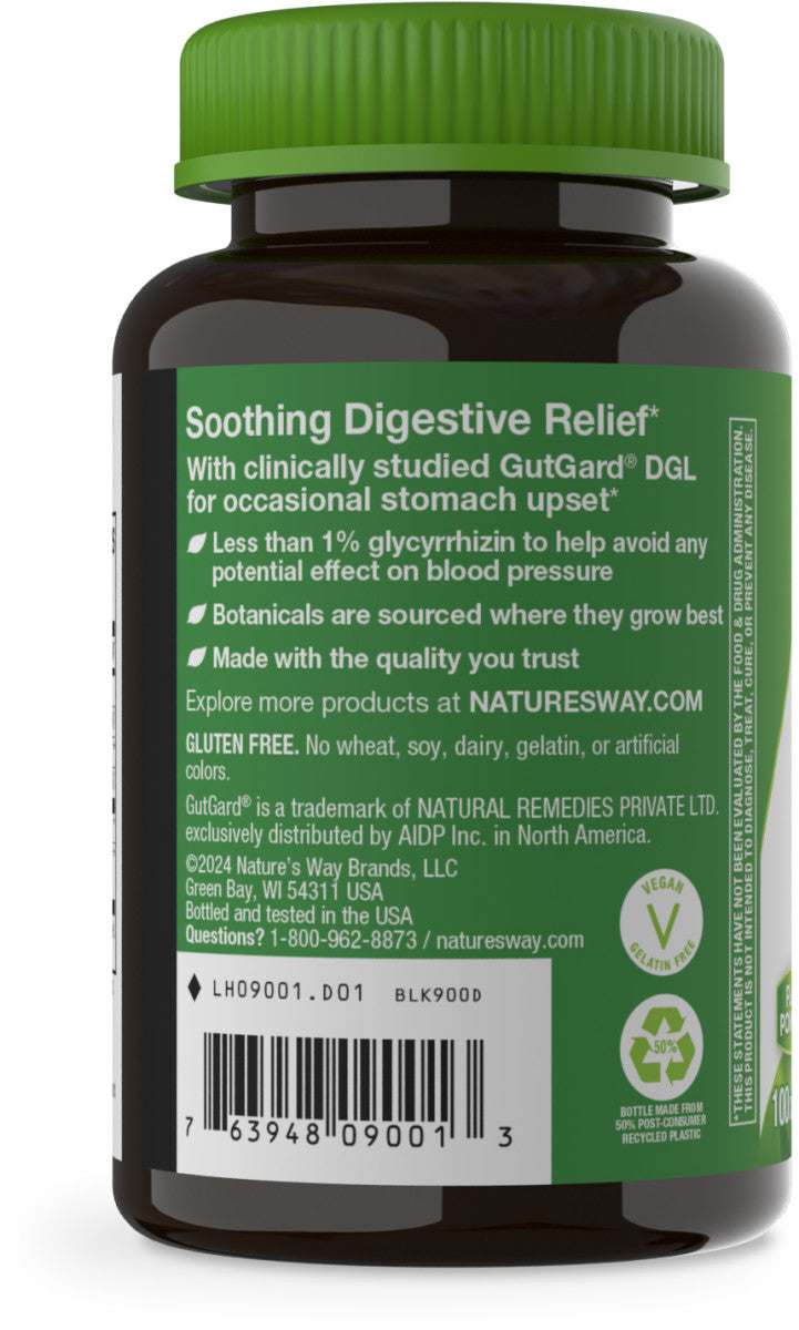 Nature's Way Suplemento de DGL Deglicirricinado, 100 tabsletas masticables