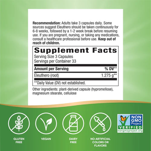 Nature's Way Suplemento de Eleuthero siberiano 1275 mg, 100 cápsulas