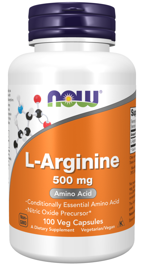 Now Suplemento de L-Arginina, 500 mg por cápsula, 100 cápsulas