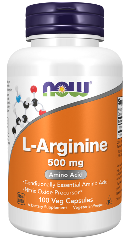 Now Suplemento de L-Arginina, 500 mg por cápsula, 100 cápsulas