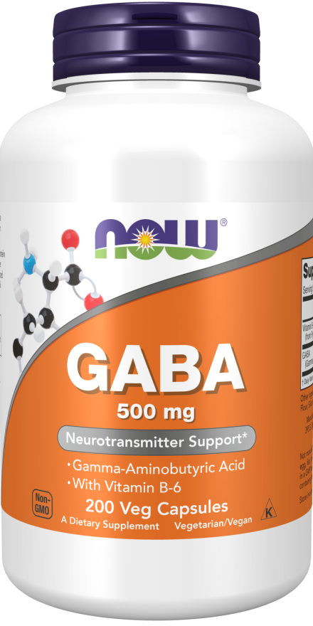 Now Suplemento de GABA, 500 mg por cápsula, 200 capsulas para 6 meses