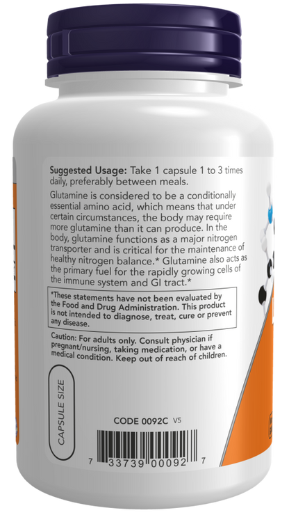 Now Capsulas de L-Glutamina 500 mg - 120 Caps