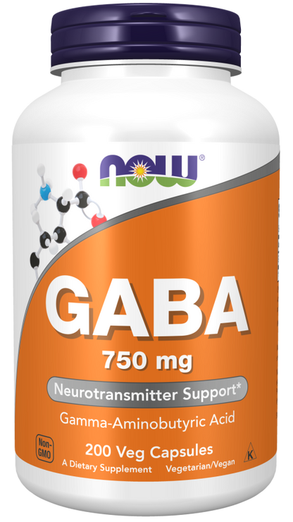 Now Foods Suplemento de GABA, 750 mg por cápsula, 120 Cápsulas