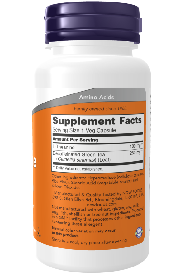 Now Foods Suplemento de L-teanina, 100 mg por cápsula, 90 Cápsulas