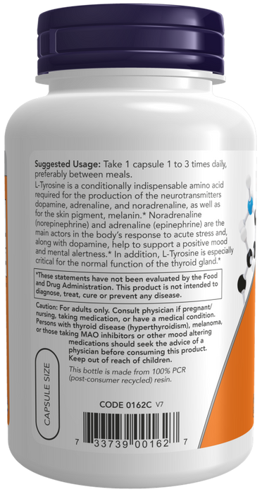 Now Suplemento de L-Tirosina 500 mg, 120 Cápsulas