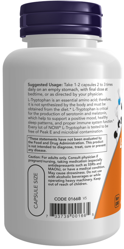 Now Foods Suplemento de L-Triptófano, 500 mg por cápsula, 120 Cápsulas