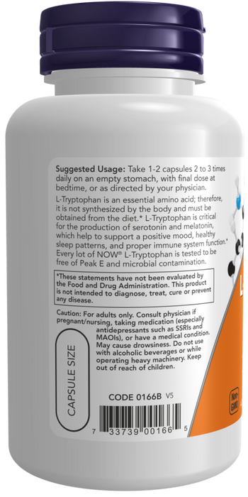 Now Suplemento de L-Triptófano 500 mg, 120 Cápsulas