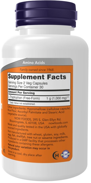 Now Suplemento de L-Triptófano 500 mg, 120 Cápsulas