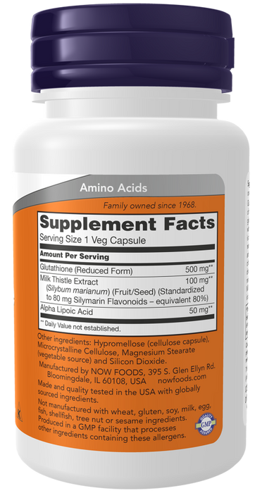 Now Smento Acido Para-aminobenzoico Glutatión 500 Mg, 60 Cápsulas