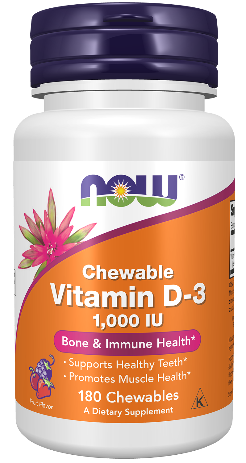 Now Foods Suplemento de Vitamina D3 25mcg, 180 Masticables