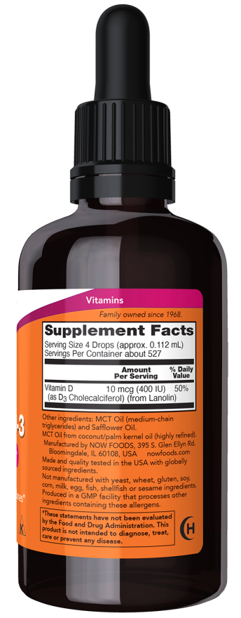 Now Suplemento Alimenticio de Vitamina D3 Liquida 59ml