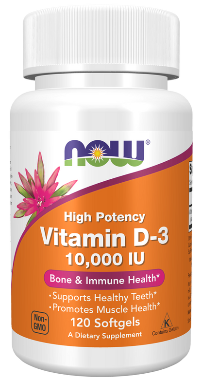 Now Vitamina D-3 10,000 IU, 120 cápsulas para 4 meses