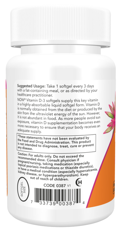 Now Vitamina D-3 10,000 IU, 120 cápsulas para 4 meses