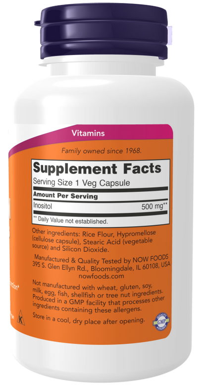 Now Foods Suplemento de Inositol 500mg, 100 cápsulas