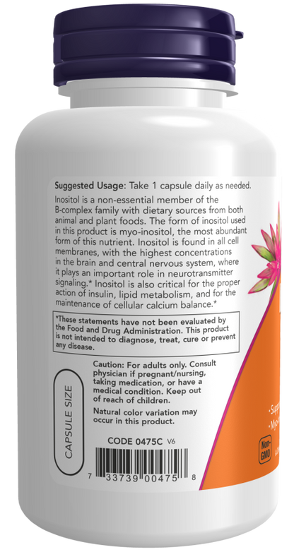 Now Foods Suplemento de Inositol 500mg, 100 cápsulas